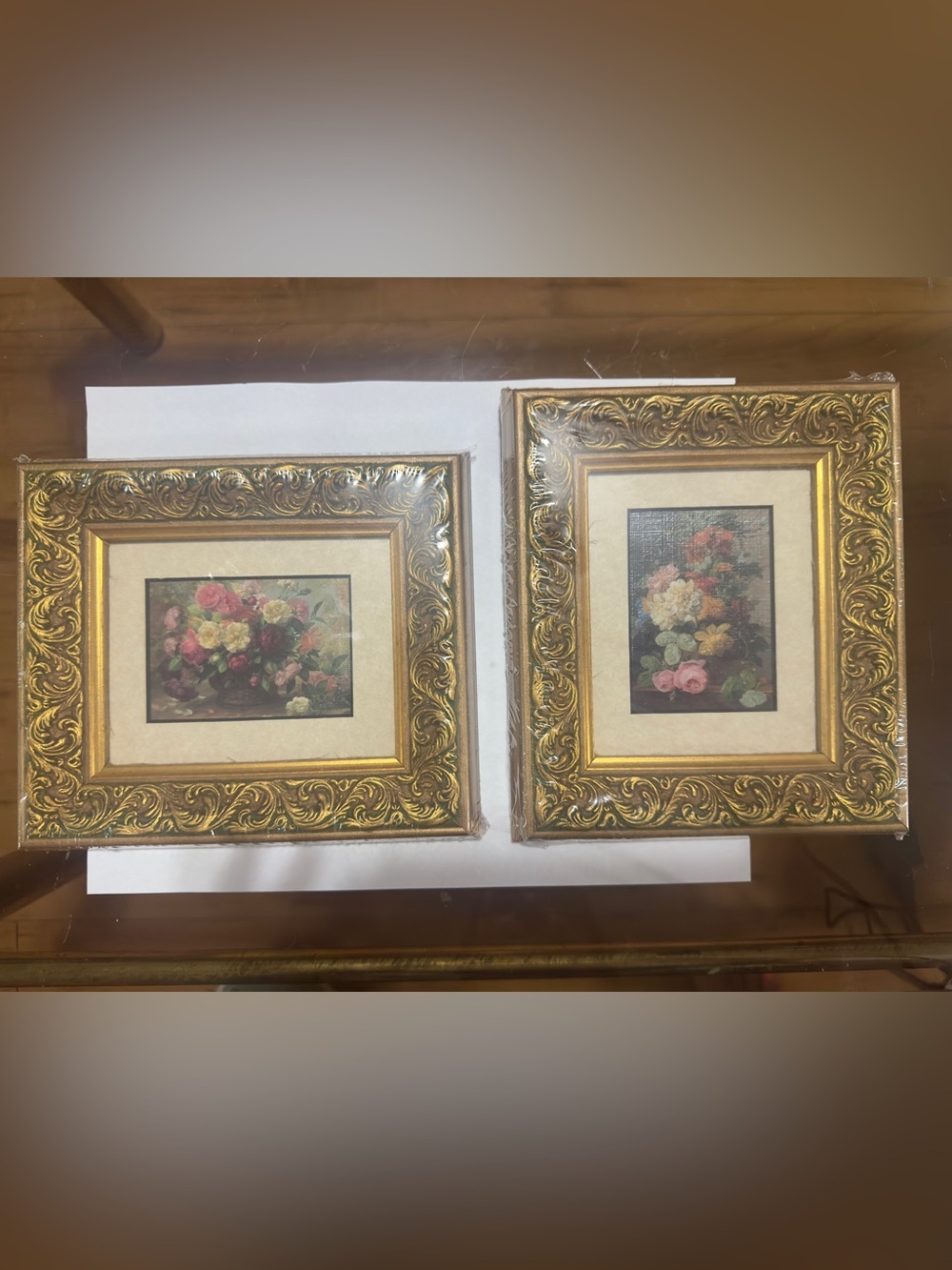 Ornate Gold Floral Framed Wall Art - Unbranded